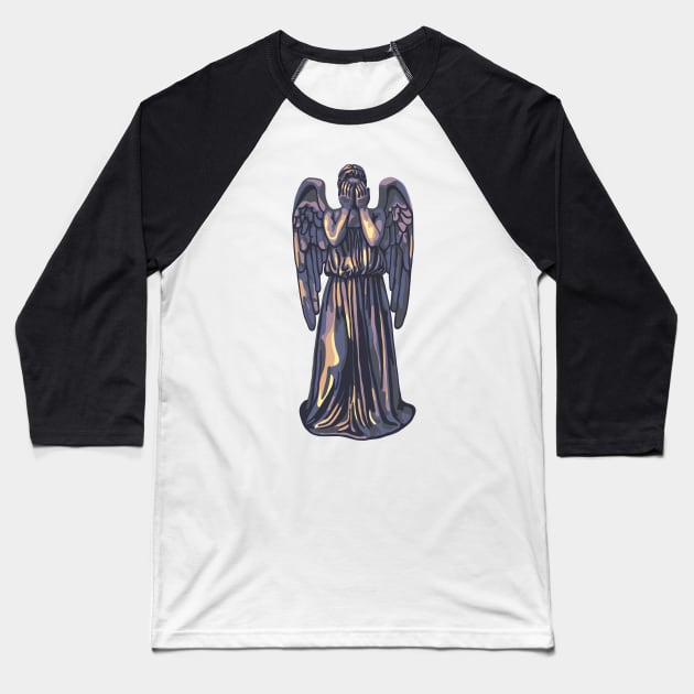 Weeping Angel Baseball T-Shirt by Slightly Unhinged